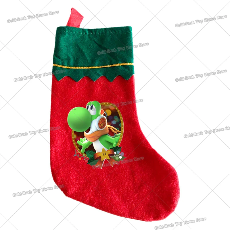 Super marios bros papai noel meias luigi navegador pêssego meias de natal decoração ano novo meias decoração criança favores presente de natal