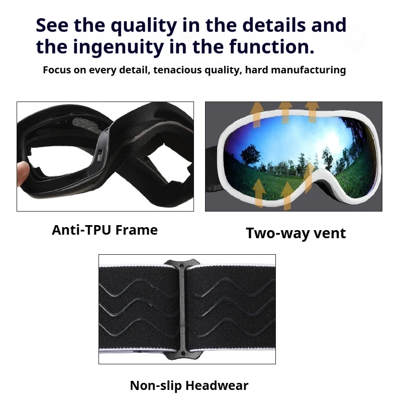 2024 New Ski Goggles For Men And Women Double-Layer Anti-Fog Riding Glasses Spherical Lenses Outdoor Anti-Uv Ski Goggles