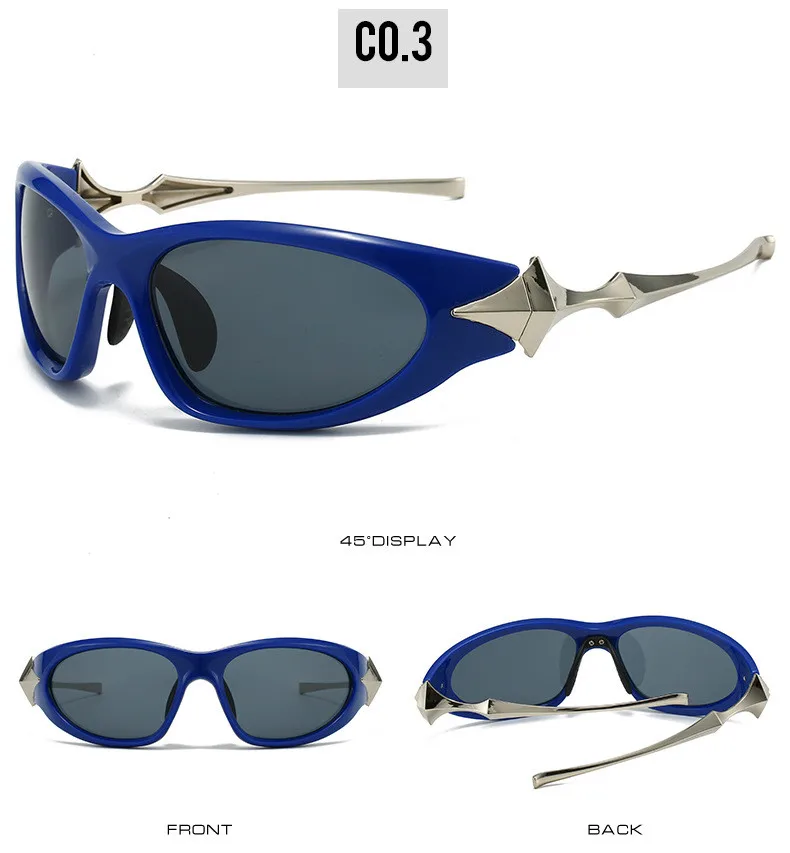 Steampunk Cat Eye Sonnenbrille Frauen neue Mode übergroße Punk Sonnenbrille für Damen Retro 2000's Brille y2k Accessoires – Detail 11