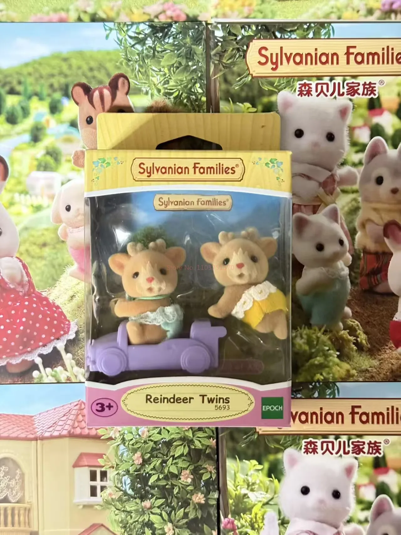 Auf Lager Heiße SYLVANIAN FAMILIES Rentier Zwillinge Anzug Spielzeug Dekor Figur Für Mädchen Weihnachten Ostern Geschenk