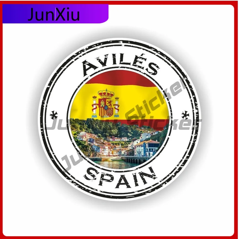 

Avil s Spain Seal Funny Motorcycle Waterproof Vinyl Round Design Sticker Accessory Cute Waterproof Unique Unique Vinyl Cool