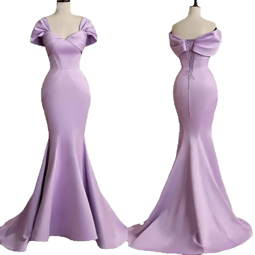 Maßgeschneiderte, klassische, exquisite Jersey-Falten-Trompeten-Schatz-lange Kleider, maßgeschneiderter Anlass, passend zu einfach