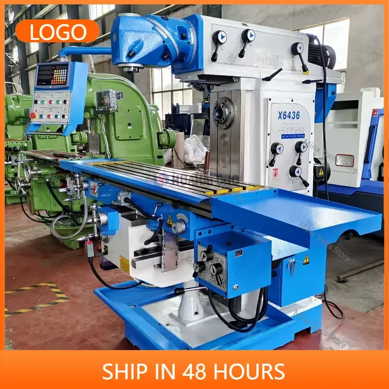X6436 Universal Swivel Head Milling Heavy-duty Vertical Horizontal Rotating Head Spindle Speed 60-1750rpm Table Travel