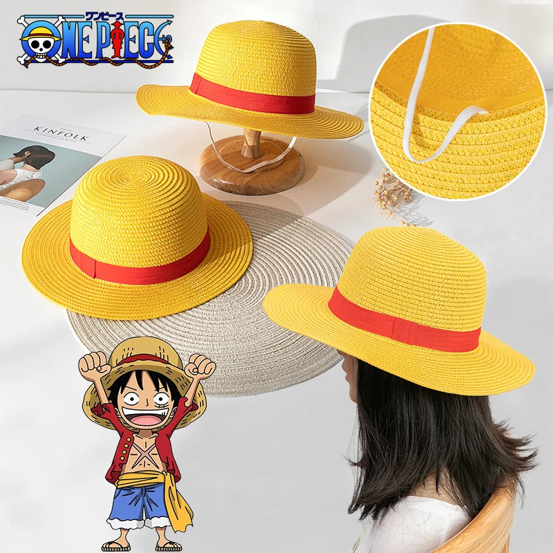 Anime One Piece Luffy Straw Hat Cosplay Props Accessories for Adult Child Luffy Role-playing Knitted Cap Fisherman Sun Hat Gifts