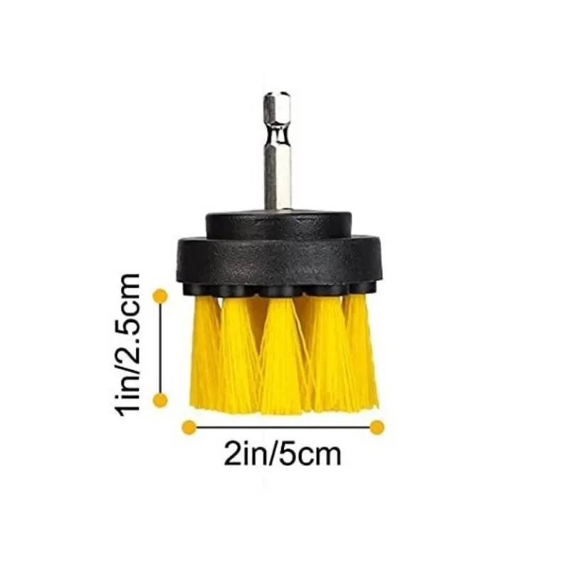 3Pcs Round Nylon Drill Cleaning Brush Set High Density Bristle Power Scrubber for Bathroom Carpet Glass Car Tile
