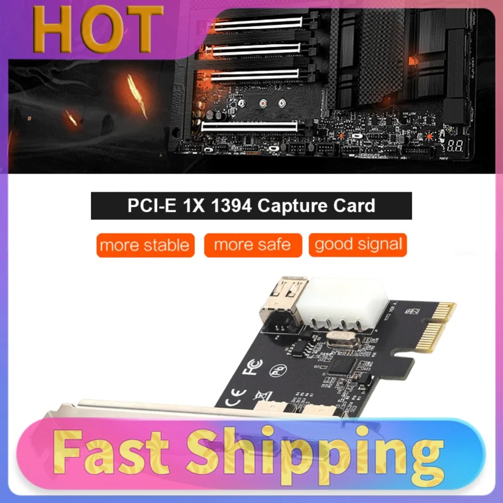 Desktop Computer PCI-E 1X 1394 DV Video Capture Card PC 6 Pin to 4 Pin Adapter