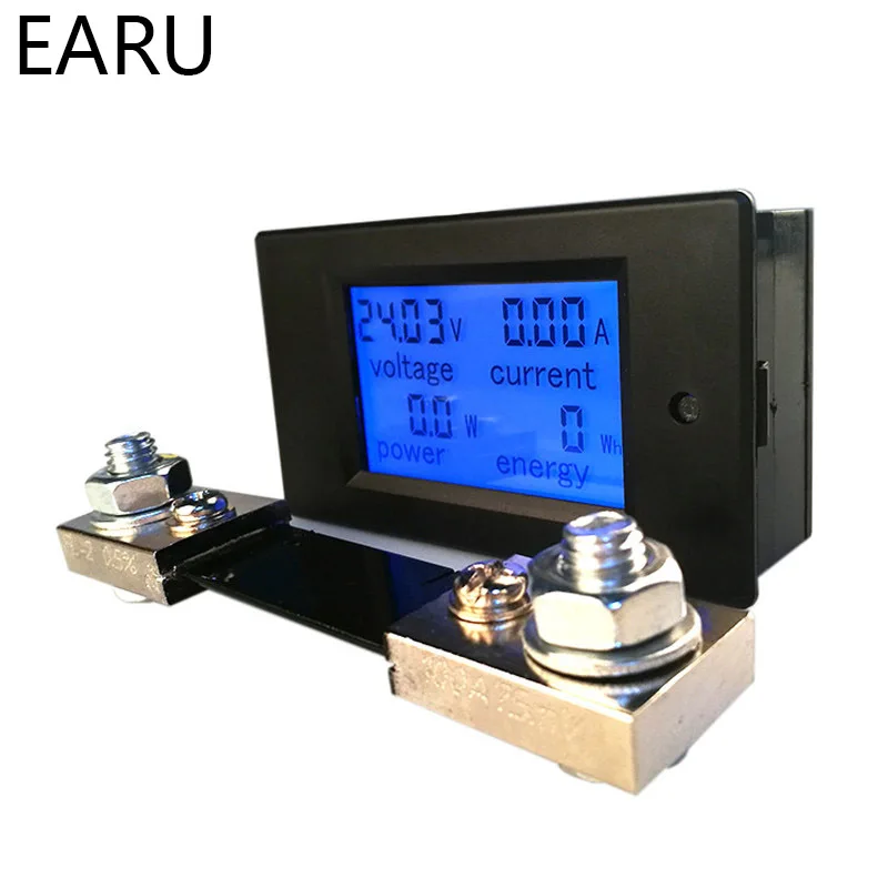 Display Lcd Digital Atual Tensão Medidor de Energia Amperímetro Voltímetro 100a Atual Shunt dc 6.5100v 0-100a 020a