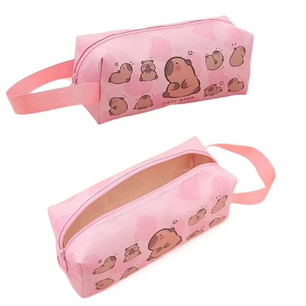 Capybara Student Pencil Bag Large Capacity PU Stationery Storage Box Cute Cartoon Pen Bag Student Gifts School Supplies