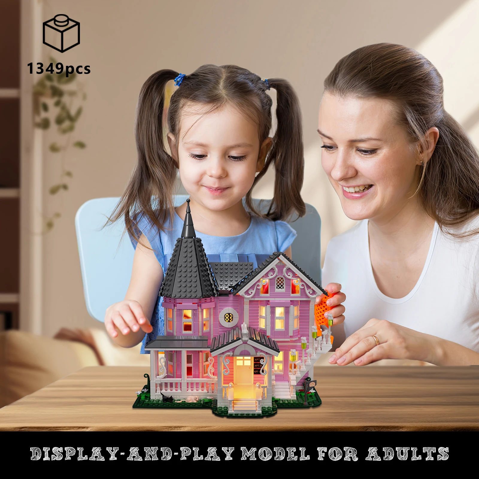 Pink Palace Apartment Building Block Set Ideas Movie Architecture Model Toys for Boys and Girls Christmas Gifts
