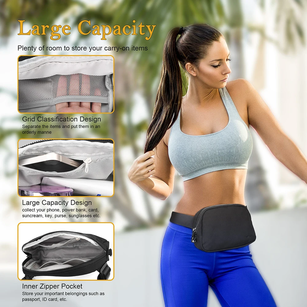 Umweltfreundliche Nylon-Gürteltasche Wasserdichte Hüfttasche für Damen Verstellbarer Riemen Crossbody-Taschen Sport-Bauchtaschen Handytasche – Detail 9