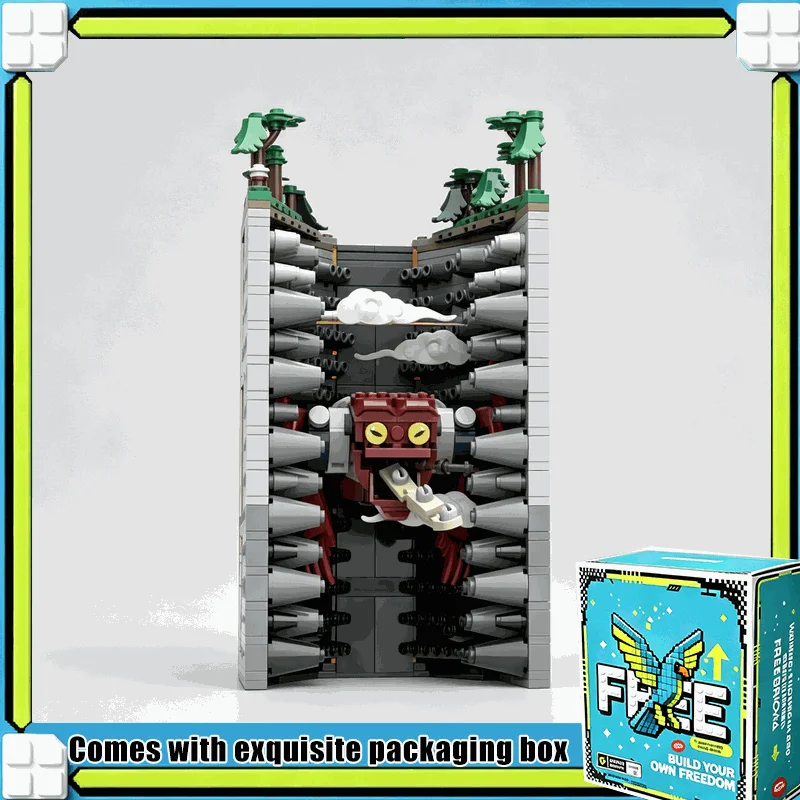 1294PCS Fantasy Toad Summoning Scene Book Nook Model Custom Building Blocks DIY Creative Ninja Village Assembly Kit Display Gift