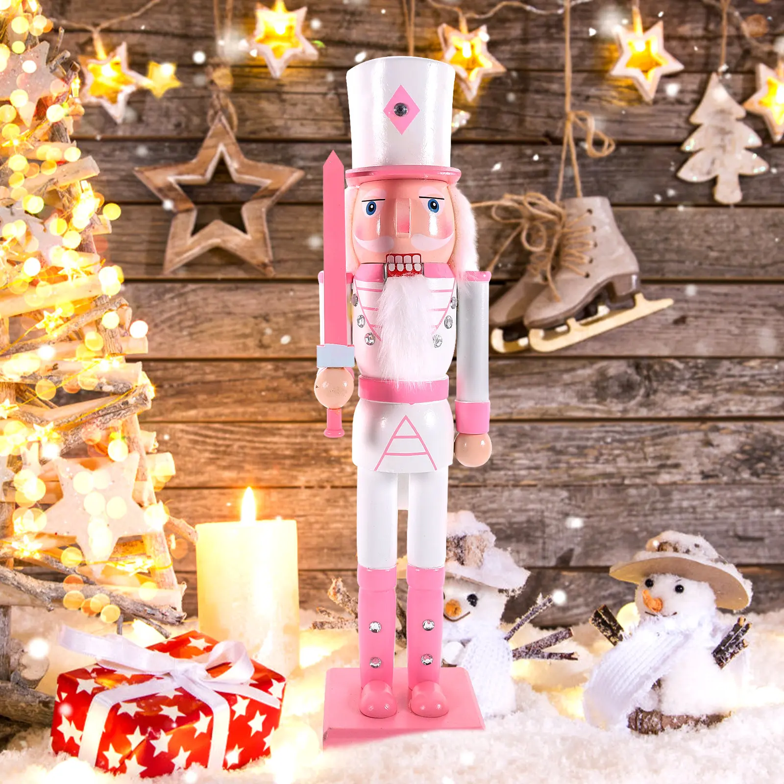 

Деревянный Щелкунчик-солдат: Новогоднее украшение с гладкой поверхностью, классический рождественский подарок, настольная кукла-щелкунчик, праздничный декор