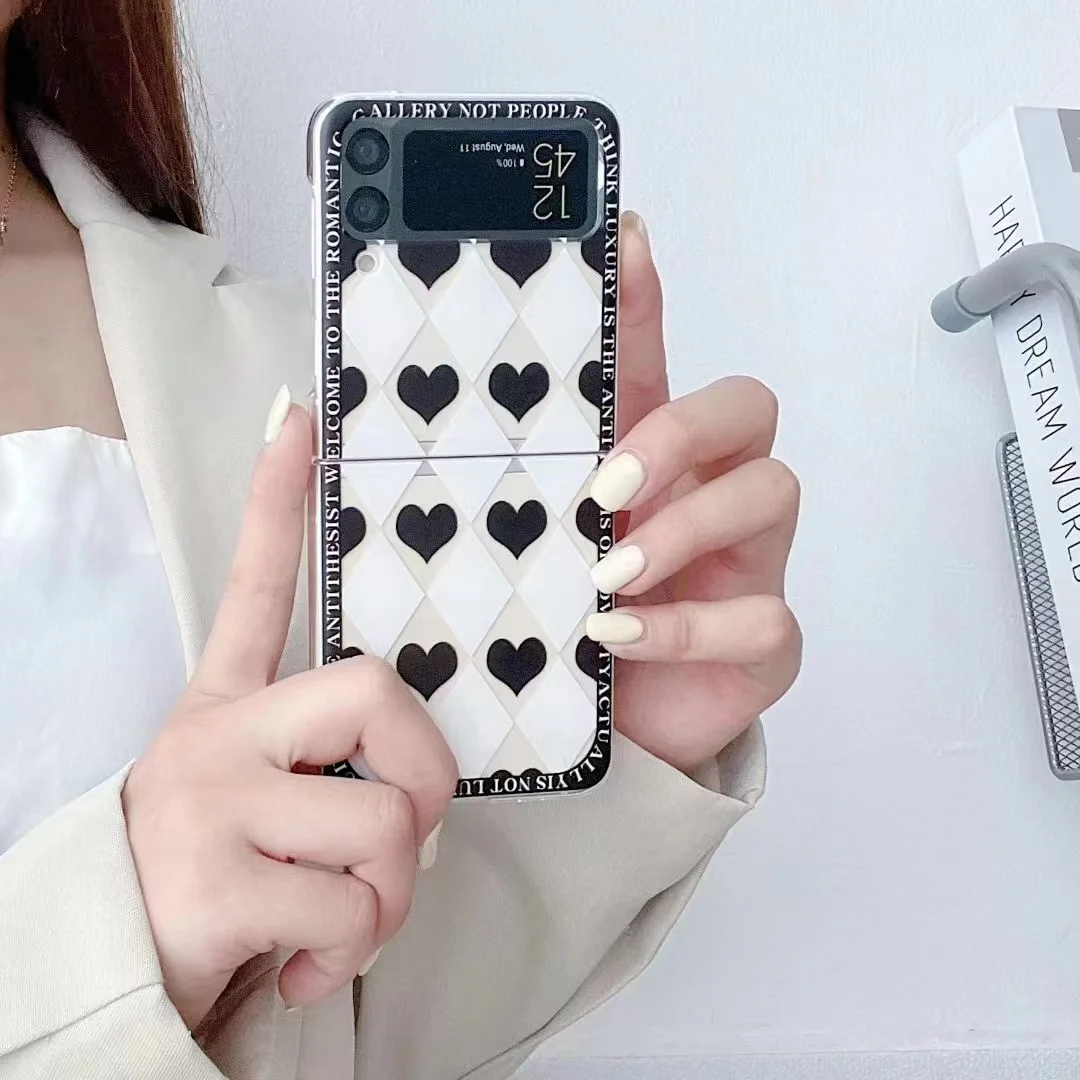 لطيف الكرتون الدب الحالات الهاتف لسامسونج غالاكسي Z Flip 3 5G الصلب قطعة غطاء شفاف ل Z Flip 3 ZFlip3 واقية قذيفة كابا