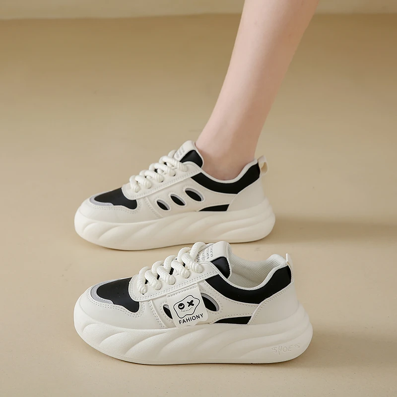 Sneakers Chunky Women Vulcanized Shoes Sneakers Boots White Platform Shoes Heel Lace Up Shoes for Women Femmes