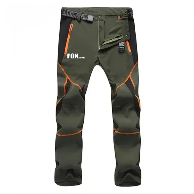 Foxxamo Cycling Men Hiking Pants Wear Resistant Quick Dry Thin Pant Waterproof Elastic Trousers Climbing Trekking Spring Summer