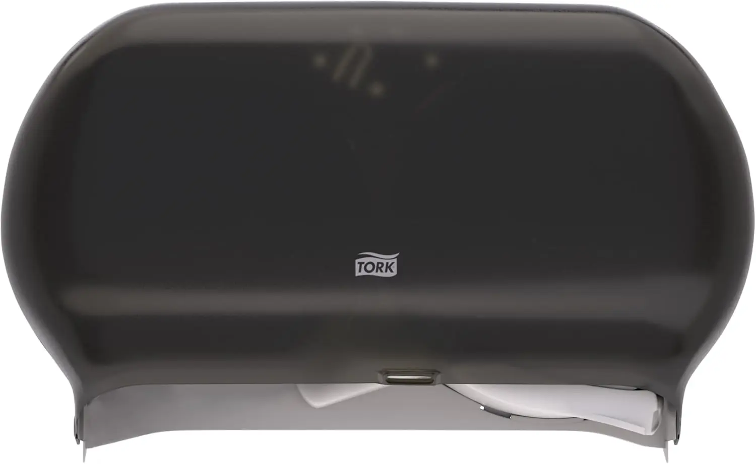 

Large Capacity Toilet Paper Dispenser with Lock and Indicator Window, Holds Two Rolls, Smoke Color