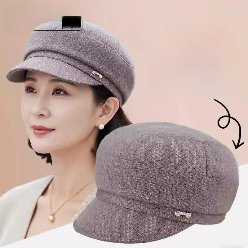 

Весенне-осенняя женская кепка из тонкой ткани для людей среднего и пожилого возраста, регулируемая, с круглым верхом, застежка на металлической пряжке.