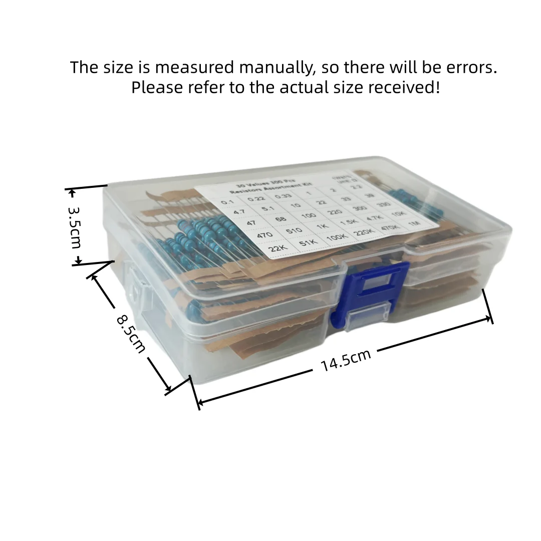 1-W-Metallschichtwiderstände mit 1 % Genauigkeit, häufig verwendete Kombination aus 30 Typen, jeweils 10 Stück, insgesamt 300 Stück.