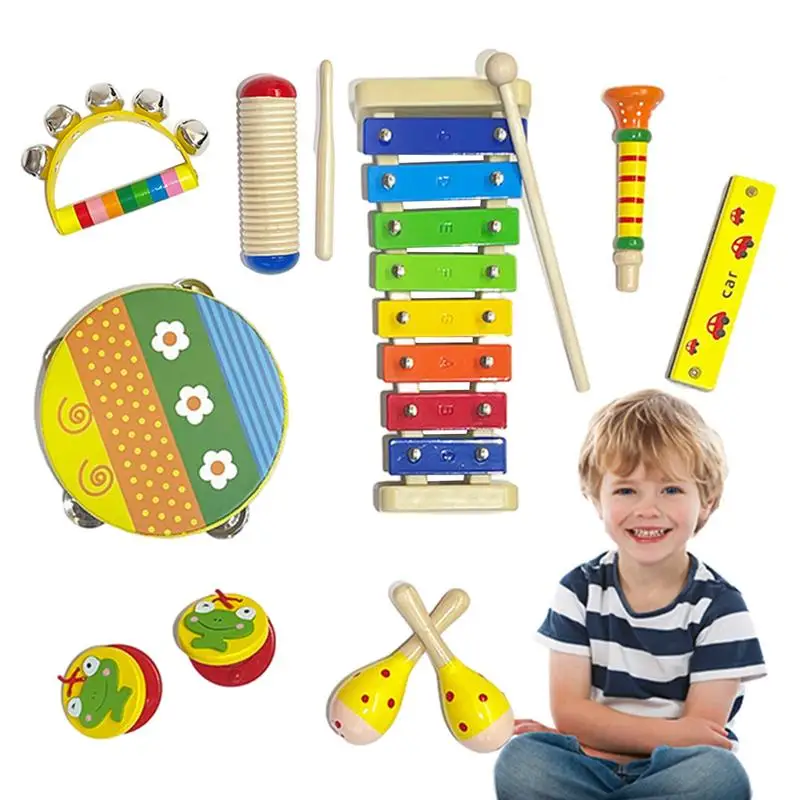 

Toddler Instrument Set Percussion Instruments Wooden Shakers Educational Toys Musical Toys Set Tambourine Rattle Musical