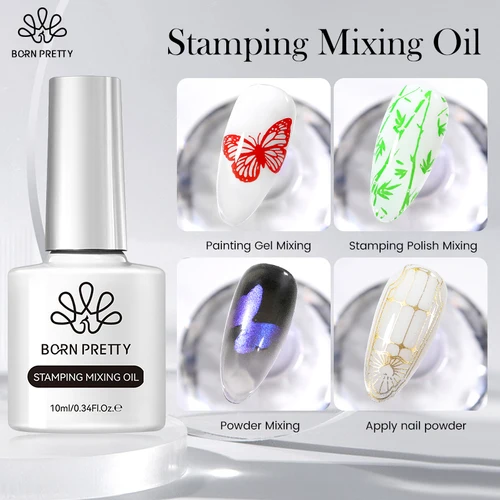 BORN PRETTY 10ml estampado mezcla herramienta de impresión al óleo pintura Gel estampado esmalte uñas arte polvo mezcla y aplicar polvo de uñas