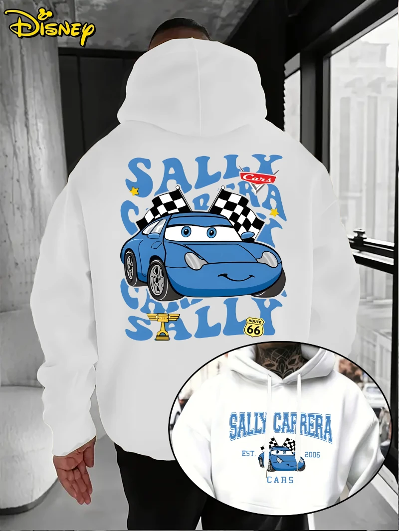 

Мужская толстовка с рисунком Disney Pixar Car Movie Lightning McQueen and Sally Carrera, свободная повседневная толстовка с длинным рукавом
