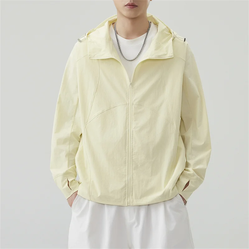 Men's Hooded Sunscreen Coat Summer Fashion Solid Color Nylon UPF Anti-UV Skin Jacket Outdoor Sports Daily Commute Leisure Thin