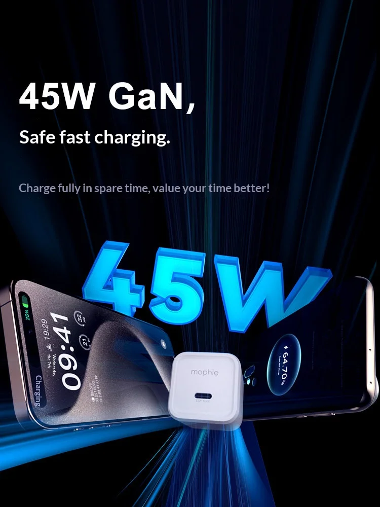 Mophie Speedport 40 GaN Charger 40W 45W PD Fast USB‑C Power Adapter Foldable Plug Travel Wall Charger For iPhone Samsung iPad