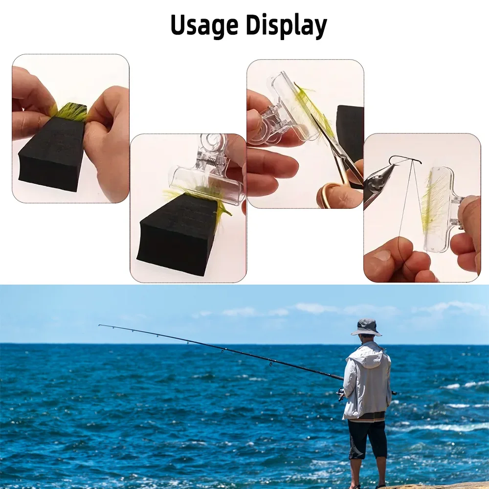 Wifreo 4pcs/6pcs Feather Clips CDC Fly Tying Tool Feather Fold Block Dubbing Hackle Holding Tools Fly Fishing Accessories