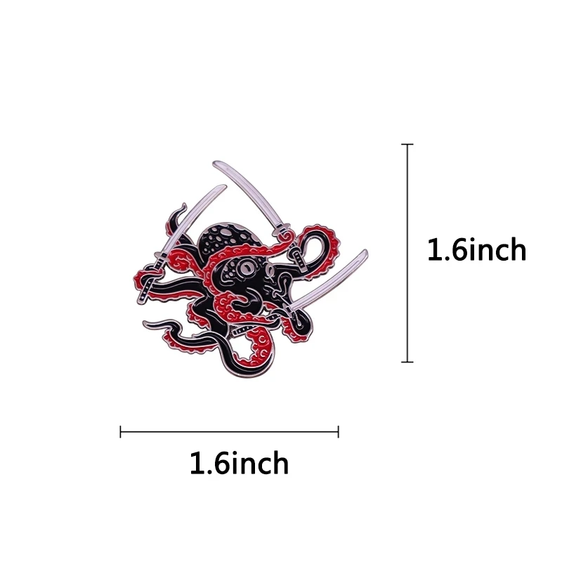 Octopus Swordsman Katana Sword Enamel Pin Lapel Pin for Clothes Brooches on Backpack Briefcase Badge Jewelry Decoration Gifts