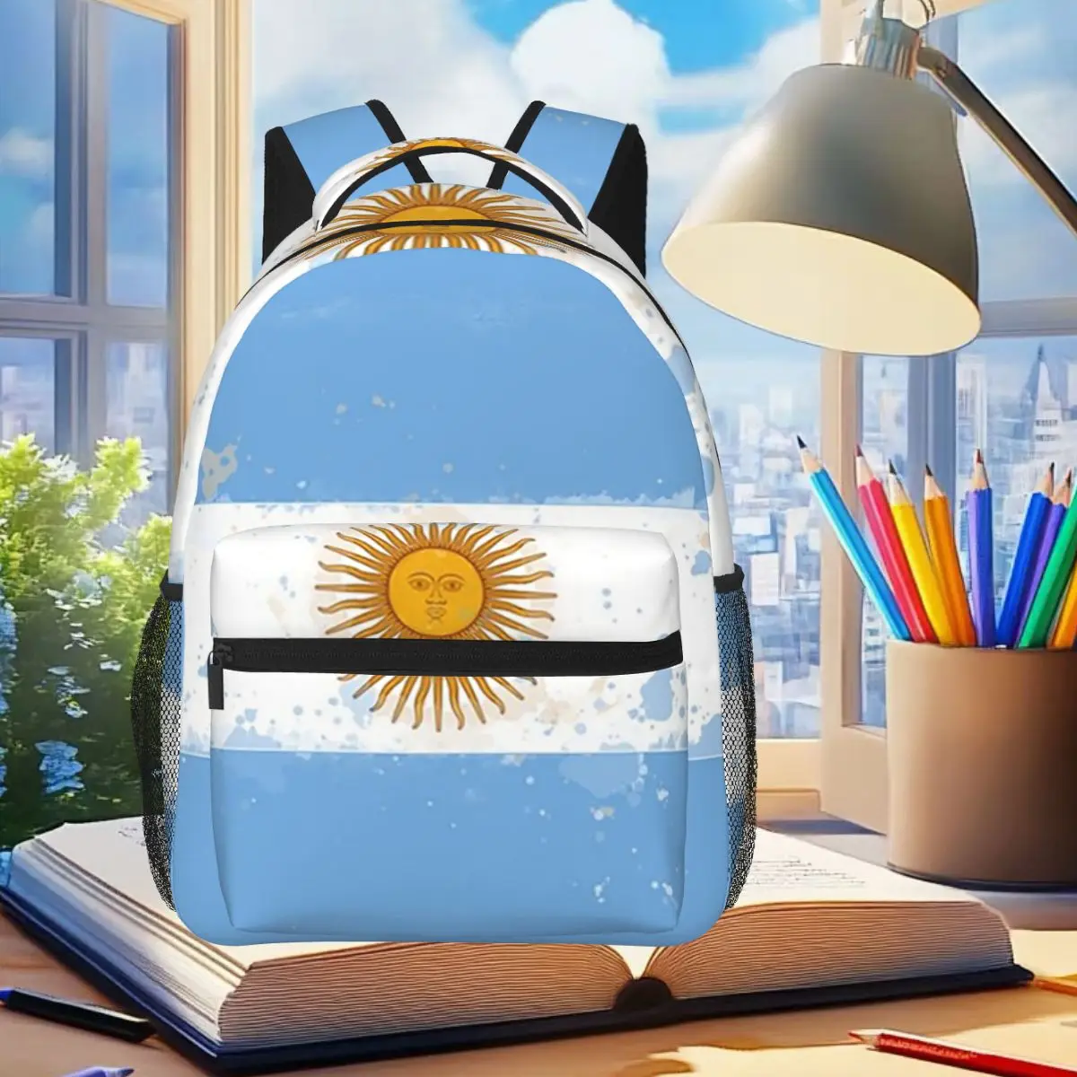 

Argentina Flag Backpack Student Boys Girls BookBag Children School Bag Computer Shoulder Bags for Men Women
