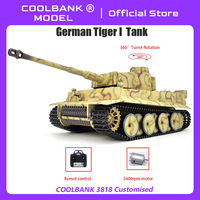 COOLBANK RC Tank 1:16 German Tiger I Battle RC Tanks 360° Turret 2400 rpm Motor Shooting BB Smoke Remote Control Tank Model 3818