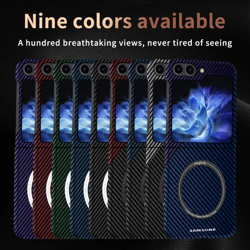 

UltraThin Fiber Plastic Phone Case for Samsung Galaxy Z Flip7 6 5 4 Magnetic Wireless Charging Cover Are Not Made of Real Carbon