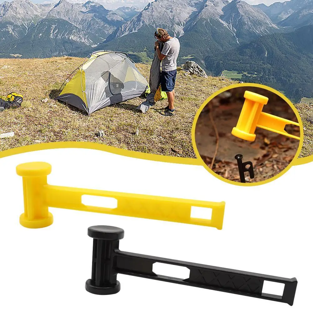 Plastic Tent Pegs Hammer Puller For Outdoor Camping Tent Stakes Lightweight Portable Ultra Light Nails Accessories Tool 2 Color