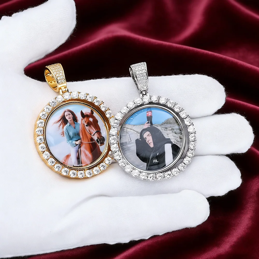 

Оригинальные мужские вращающиеся двусторонние медальоны, вращающийся кулон, украшенный сверкающими блестками, украшения в стиле хип-хоп