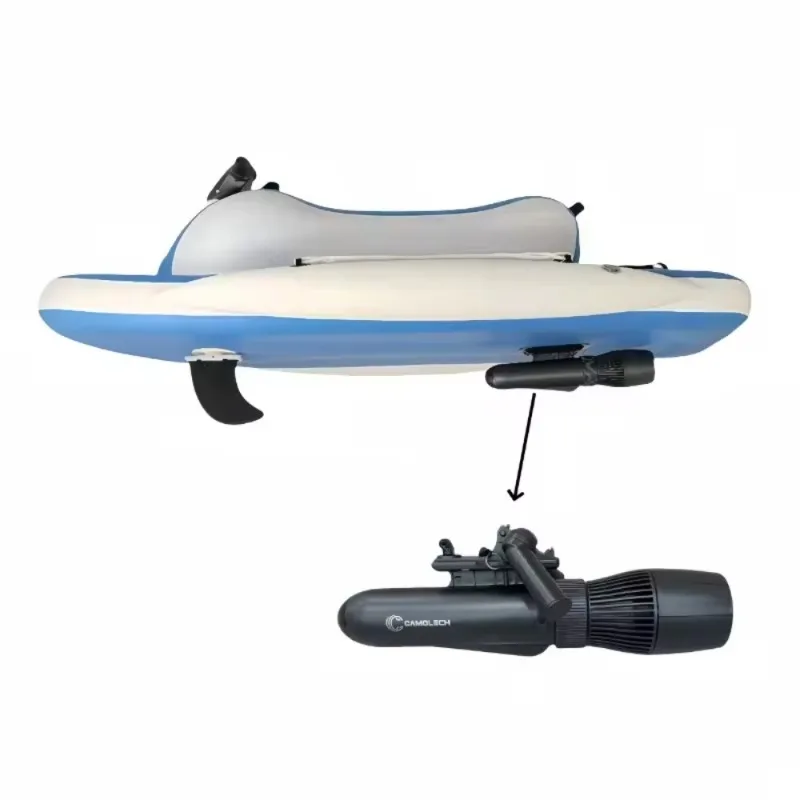 CAMORO Remote Control Fly Fish Inflatable Jetski Boat Water Floating Motor Boat with Electric Propeller Motor Underwater Scooter