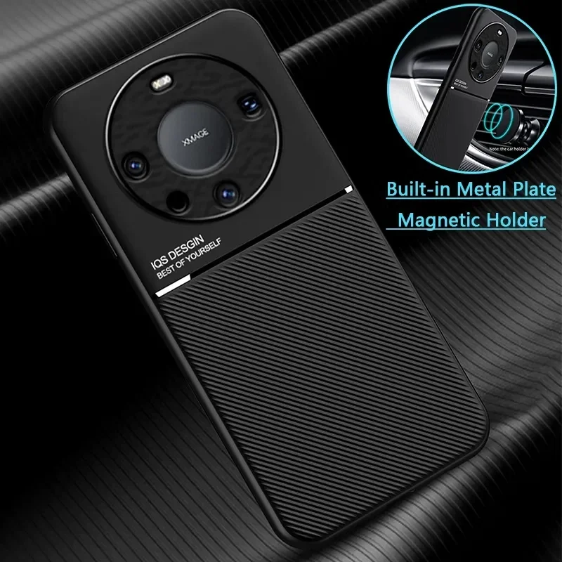 

For Huawei Mate 60 Case Leather Car Holder Magnetic Holder Phone Cases For Huawei Mate 60 Pro Mate 60Pro Shockproof Back Cover