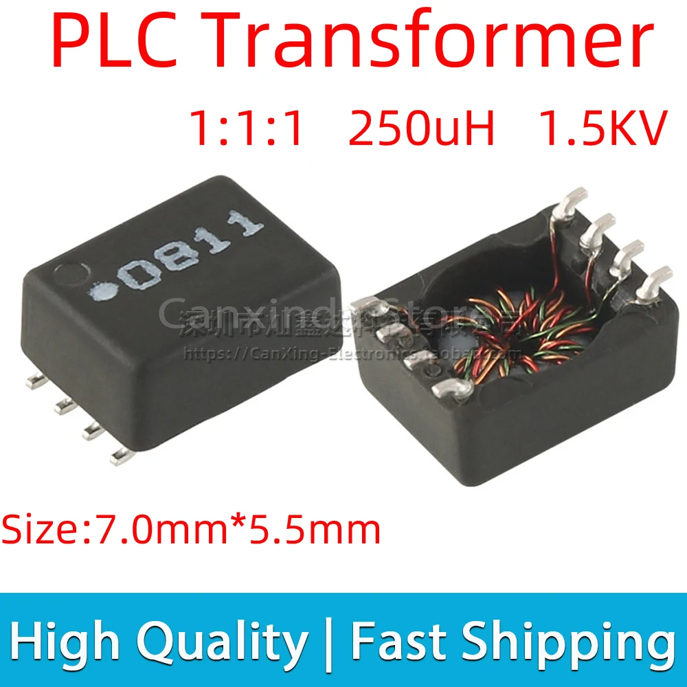 

5pcs LCT0811R SMD 1.5KV 1500V Isolated High Voltage Signal Pulsing Isolation PLC Transformer Turns Ratio 1:1:1 250uH 3 Winding