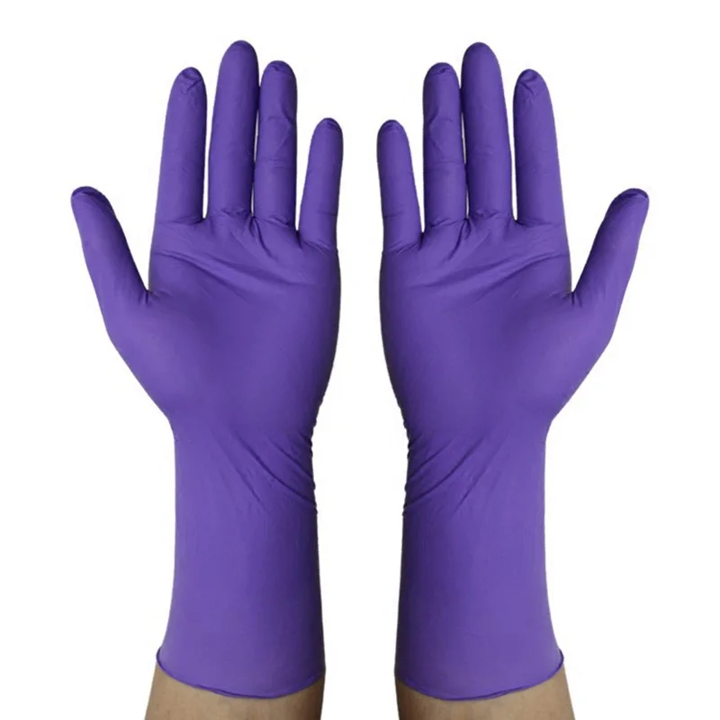 12 Inches Acid and Alkali Resistant Kitchen Household Scrubber DishwashingTools Disposable Rubber Cleaing Nitrile Gloves