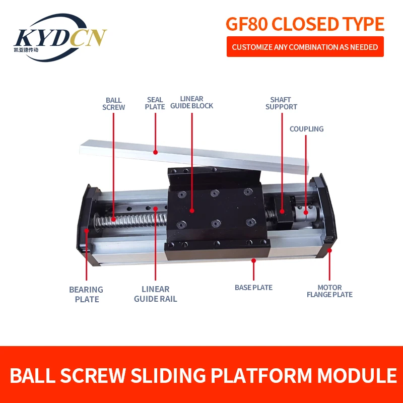 KYDCN GF80 sealed dustproof ball bearing double slider ball screw sliding table double track linear guide sliding table module