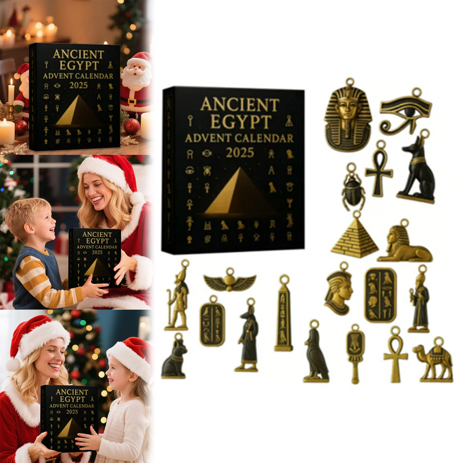 العد التنازلي على مدار الساعة أيام تقويم القدوم تشريح عيد الميلاد العد التنازلي قلادة تحتوي على 24 سخان زيت صغير أكريليك مع مؤقت #2