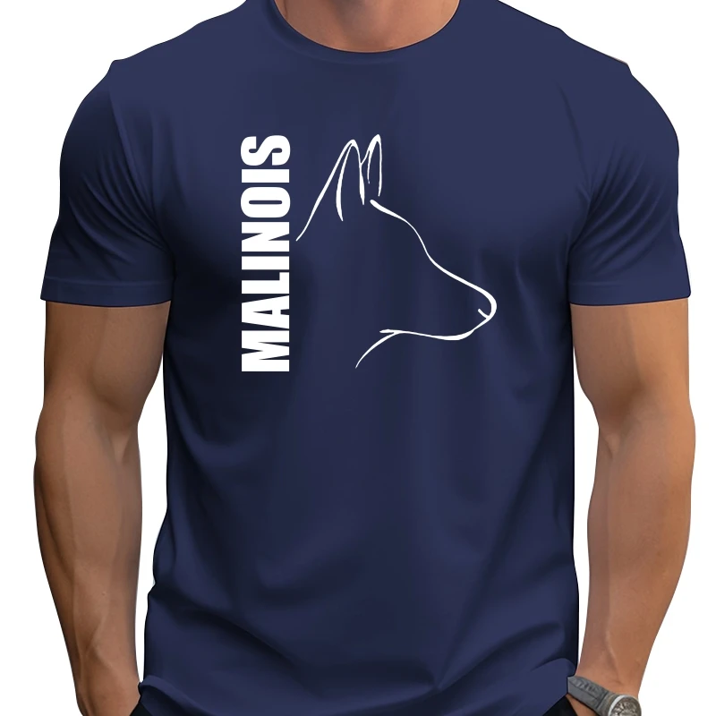 

Dog Belgian Malinois T-shirt For Men Short Sleeve Cotton Plus Size Custom Tee