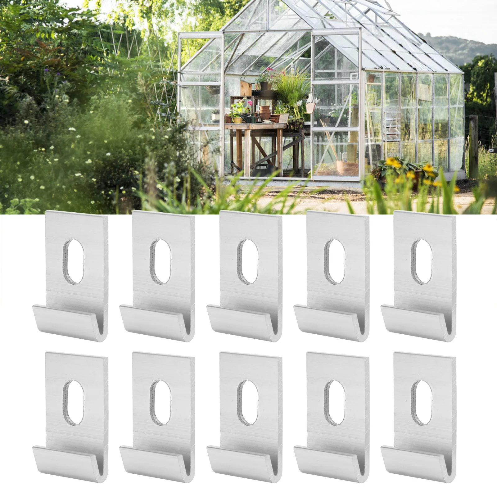 10Pcs Base Clips Hook Fixings Attaches Aluminium Greenhouses Fixture Set
