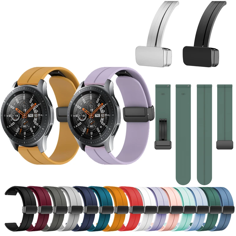 For Samsung Galaxy Watch 3 41mm 45mm 42mm 46mm S3  Sport silicone strap, magnetic buckle strap