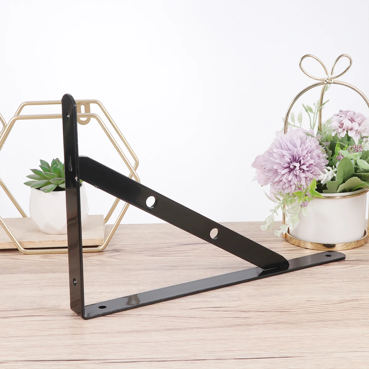 

2 Pcs Black Brackets for Shelves Wall Shelf Hanging Bench Marble Heavy Duty Table