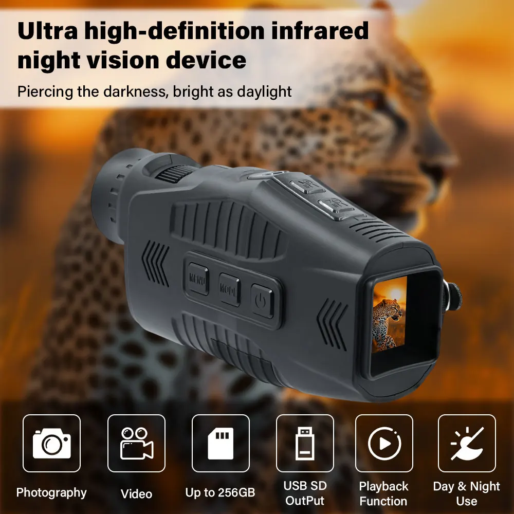 R11 1080P جهاز أحادي العين للرؤية الليلية بالأشعة تحت الحمراء ليلاً للاستخدام في الصور والفيديو 10XDigital 300M عرض مظلم كامل مسافة للصيد