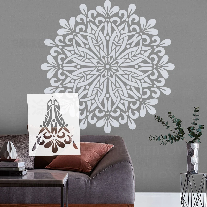 60 cm - 100 cm Stencil per la pittura Modello Creatori di mobili Decorativi Decorazioni in gesso Decor Grande grande Mandala Soffitto rotondo S157