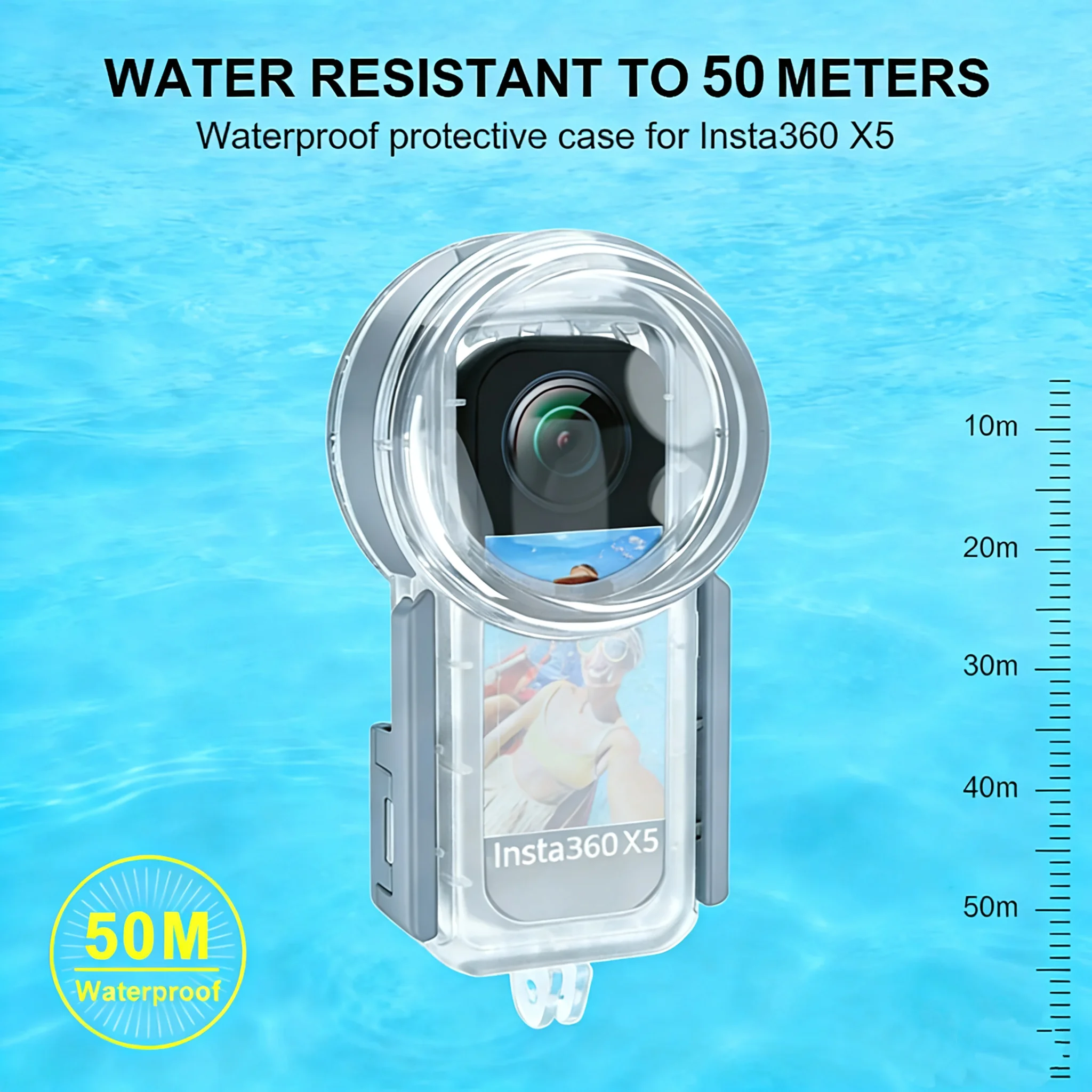 

Водонепроницаемый бокс SEAFROGS 50 м для Insta360 X5 с нейлоновым защитным чехлом для подводной съемки