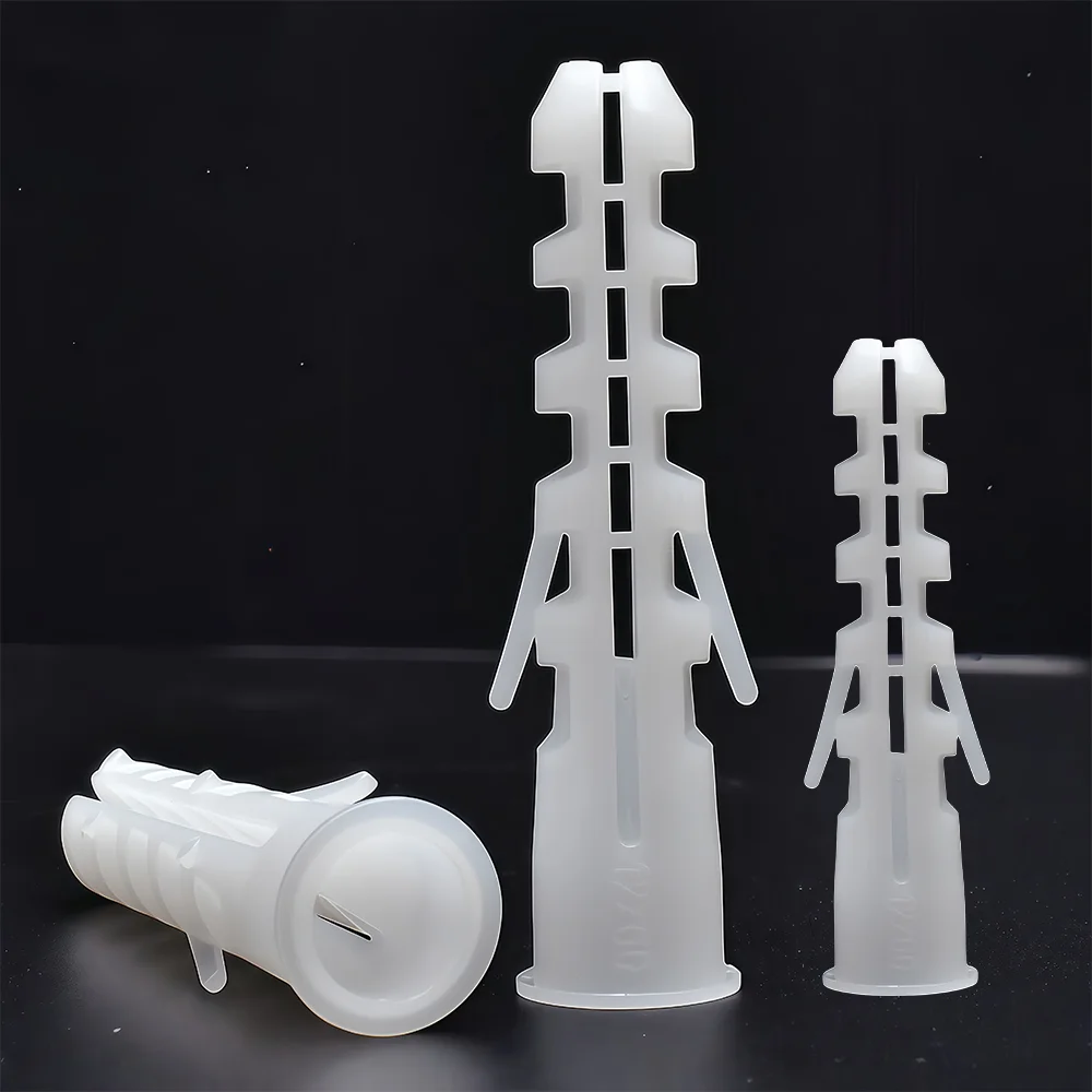 20-80pcs Wall Anchors Plug M5 M6 M8 White Plastic Expansion Tube Pipe Anchor Wall Plug Anchors Applicable to Self-tapping Screw