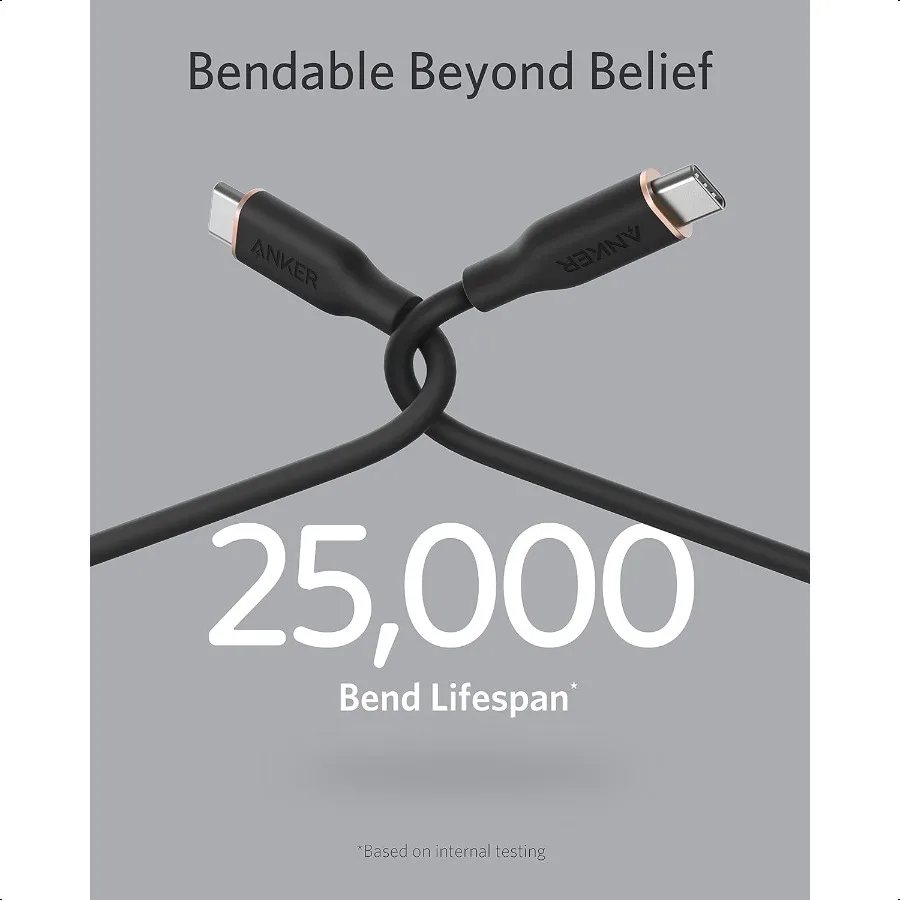USB-C-Kabel, 100 W, Typ-C-Durchflusskabel, schnelles Aufladen für iPhone 16 Series Book Pro 2020 und mehr, USB 2.0, 1,8 m, Schwarz