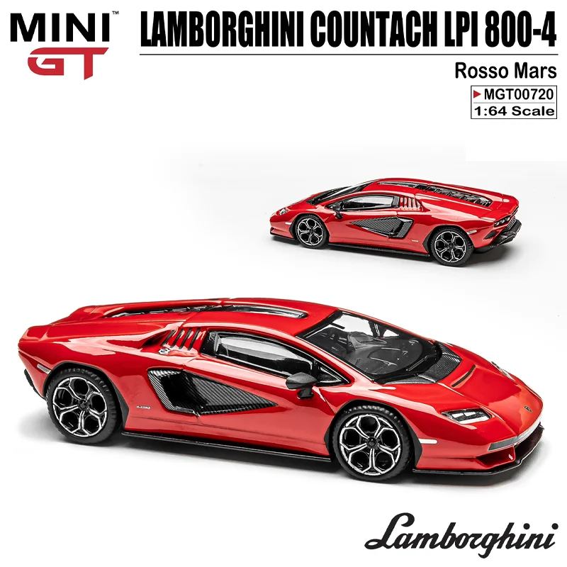 MINIGT 체중계 1/64 람보르기니 쿤타치 LPI 800-4 로소 마스 합금 장난감, 자동차 다이캐스트 금속 모델 선물